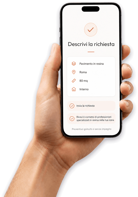 mockup di un cellulare con esempio richiesta servizio resina